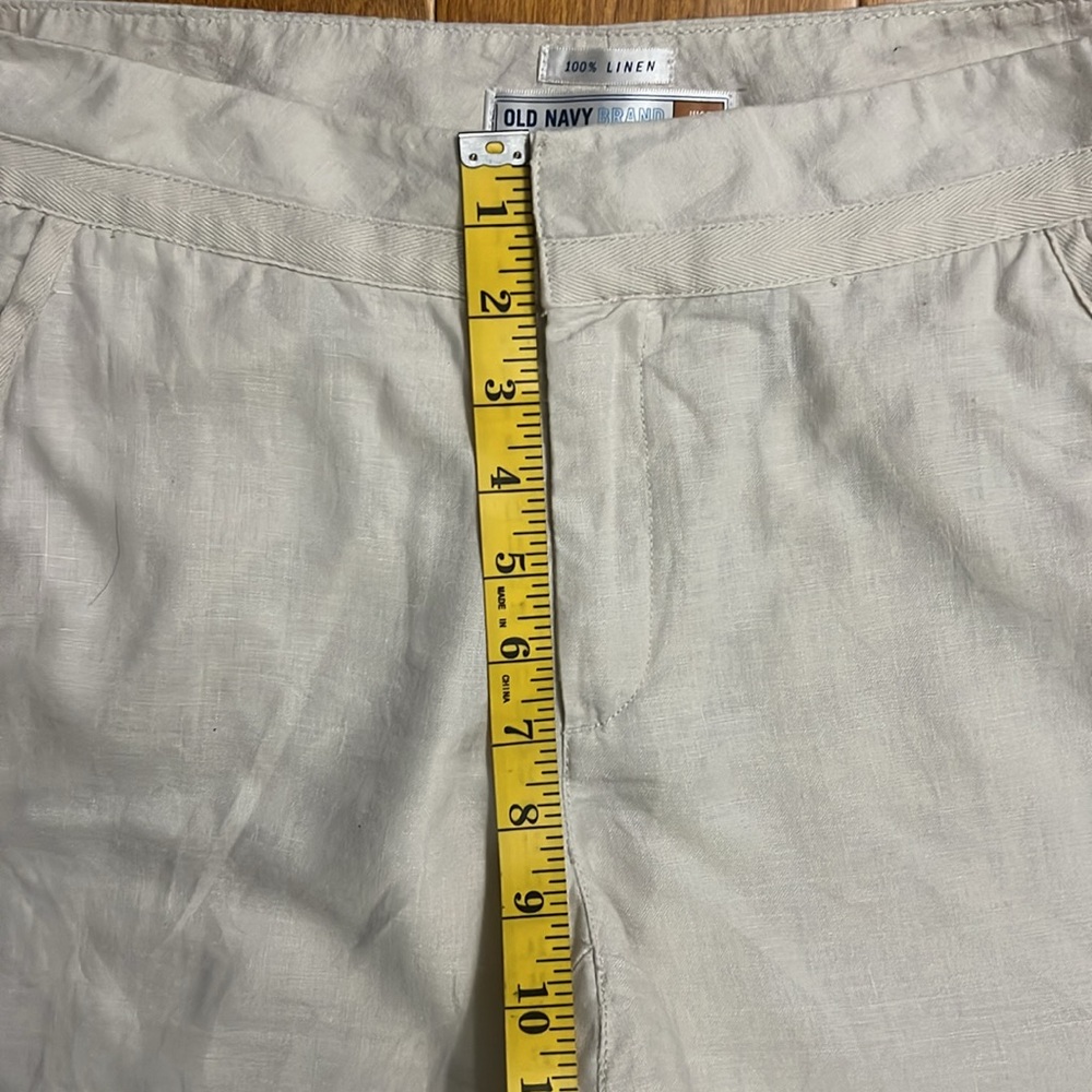 Old Navy Linen Blend Capri Pants Size 6 Cream Cropped Resort Coastal Preppy - Picture 6 of 11
